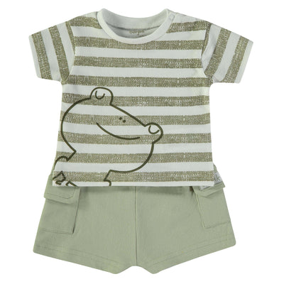 Wonderlife - Completo 2 Pezzi Maglietta + Pantaloni Corti Kaki